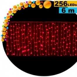 Guirlande rideau lumineux 256 LEDs rouges 6m