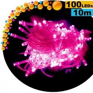 Guirlande lumineuse animée de 100 LEDs roses - 10 mètres