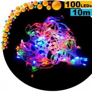 Guirlande lumineuse animée de 100 LEDs multicolores - 10 mètres pour intérieur ou extérieur