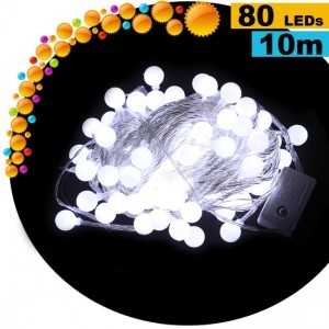 Guirlande cerise animée de 80 LEDs blanches - 10 mètres pour intérieur ou extérieur