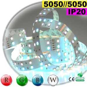 Ruban LEDs large RGB-W de 20mm IP20 - Double assemblage de LEDs 5050 sur mesure