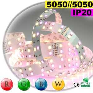 Ruban LEDs large RGB-WW de 20mm IP20 - Double assemblage de LEDs 5050 sur mesure