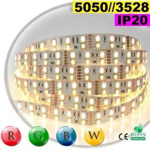 Ruban LEDs RGB-WW IP20 - Double assemblage de LEDs 5050 et 3528 sur mesure