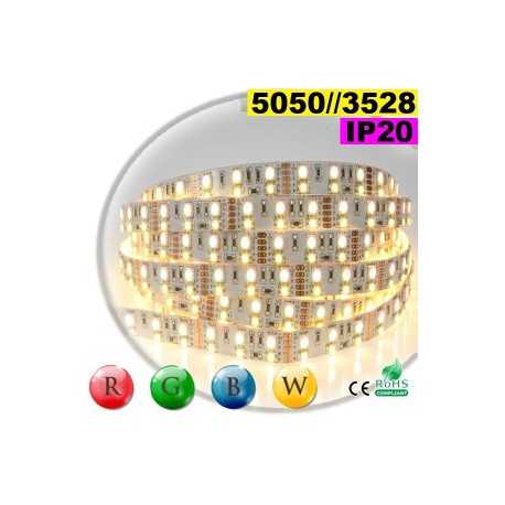 Ruban LEDs RGB-WW IP20 - Double assemblage de LEDs 5050 et 3528 sur mesure