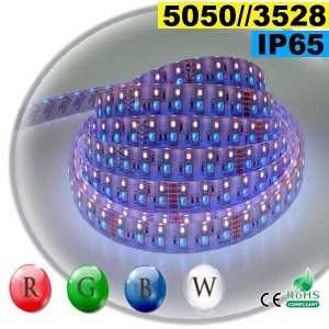 Ruban LEDs RGB-W IP65 - Double assemblage de LEDs 5050 et 3528 sur mesure